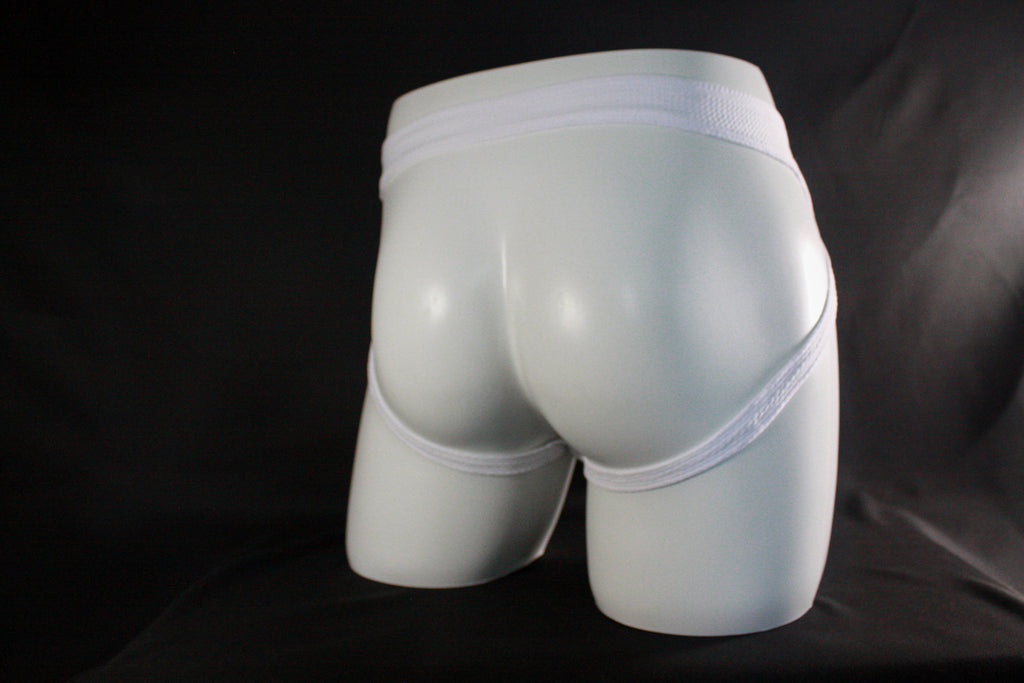 Men's White Waffle-Knit Jockstrap Underwear