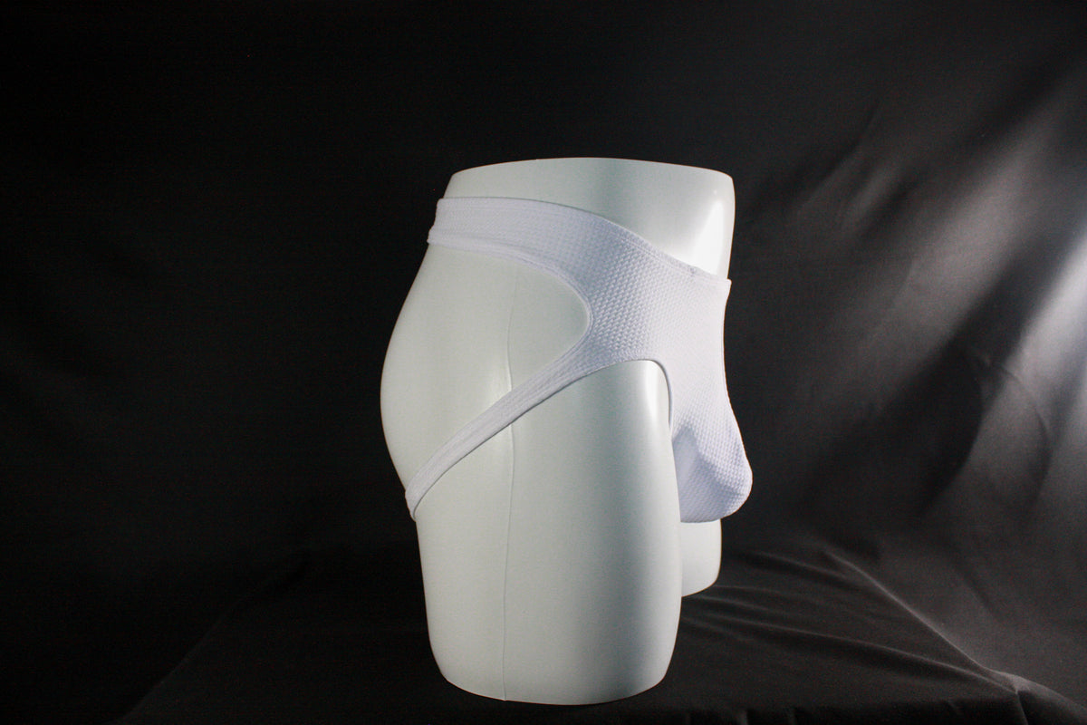 Men's White Waffle-Knit Jockstrap Underwear