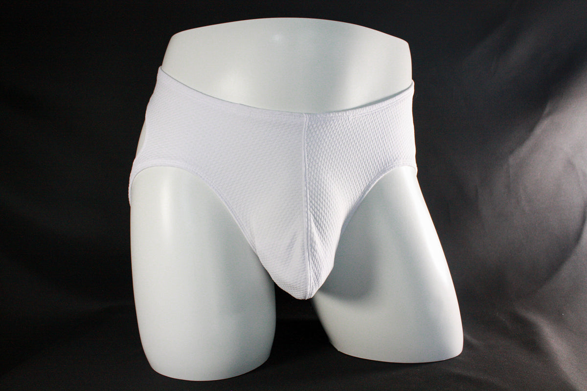 Men's White Waffle-Knit Jockstrap Underwear