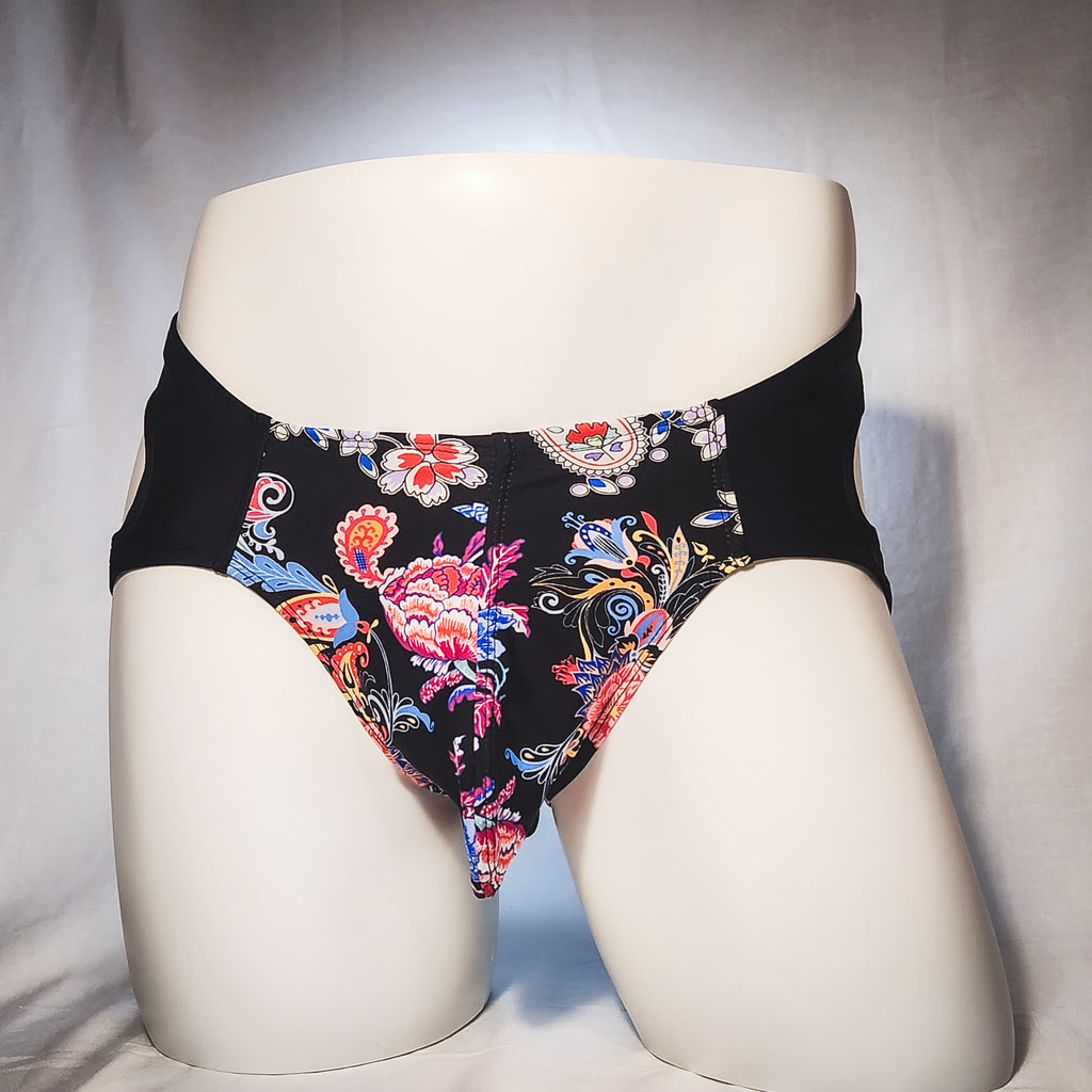 Men's Floral Nylon-Spandex Jockstrap Underwear