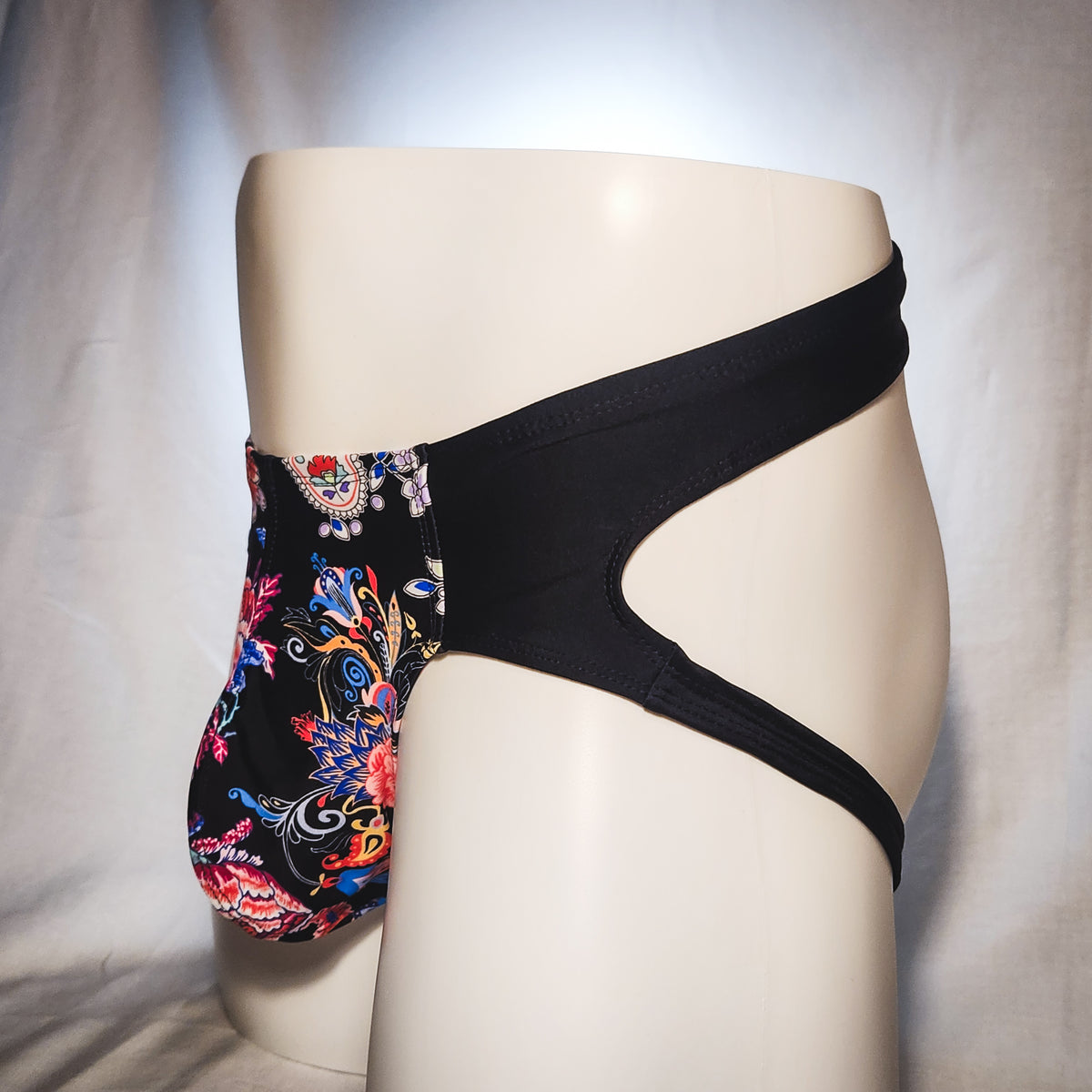 Men's Floral Nylon-Spandex Jockstrap Underwear